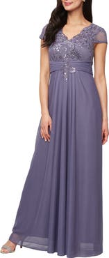 Alex Evenings Sequin Lace Bodice Gown