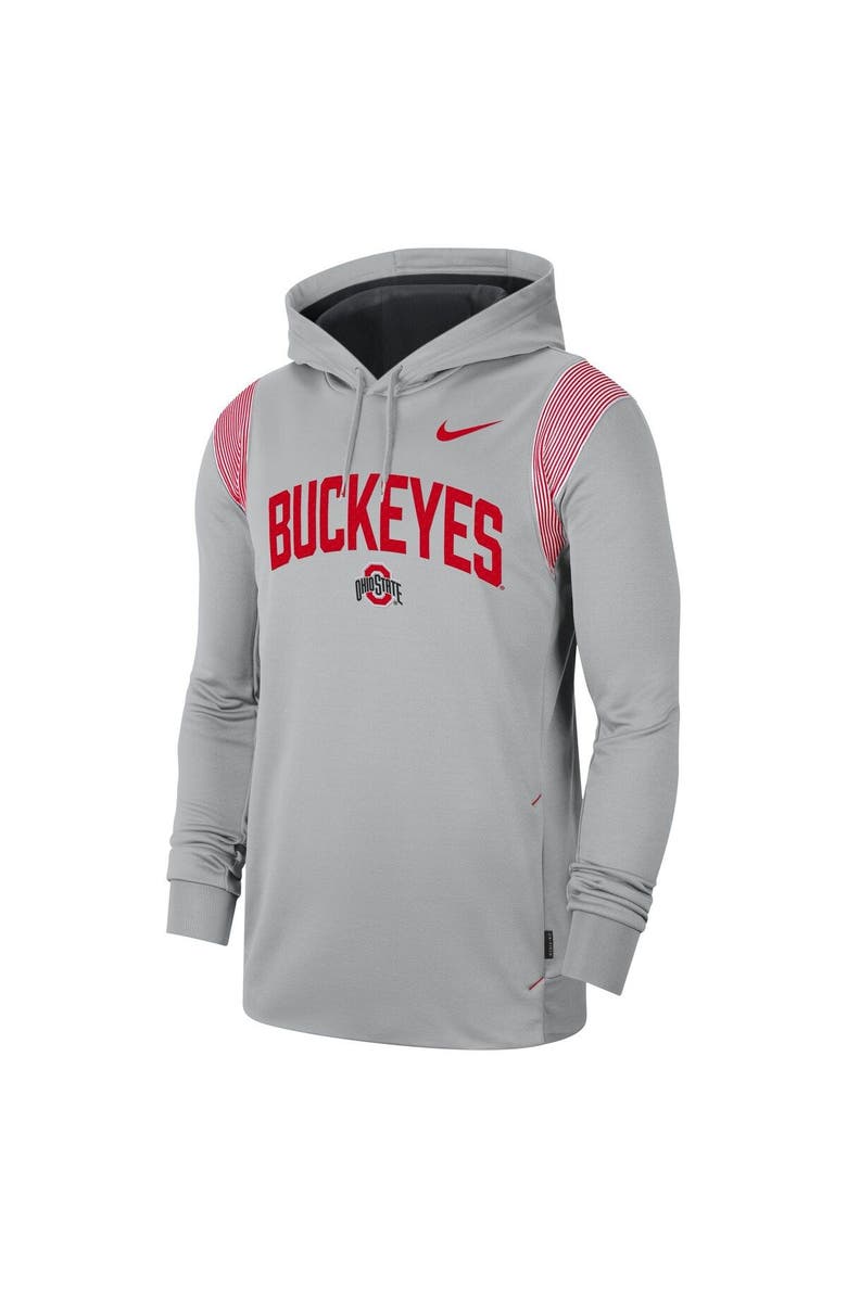 Nike Men's Nike Gray Ohio State Buckeyes 2022 Game Day Sideline Performance Pullover Hoodie, Alternate, color, 