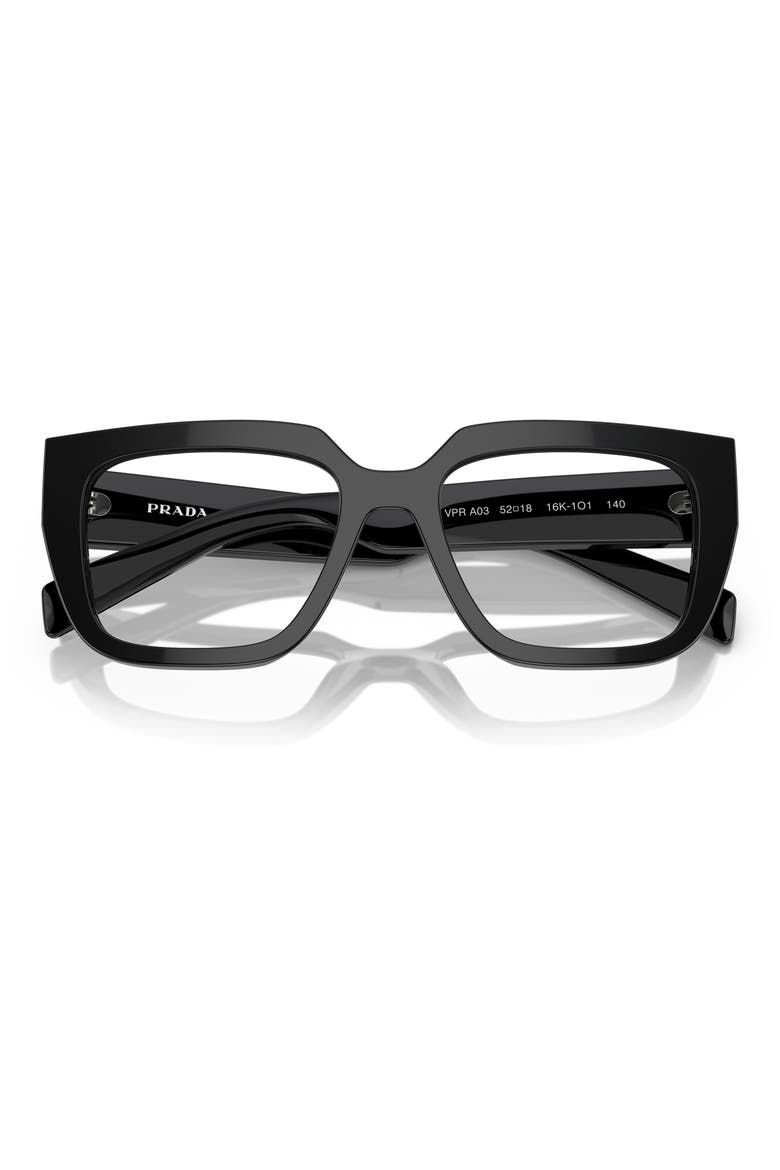 52mm Square Optical Glasses, Alternate, color, BLACK