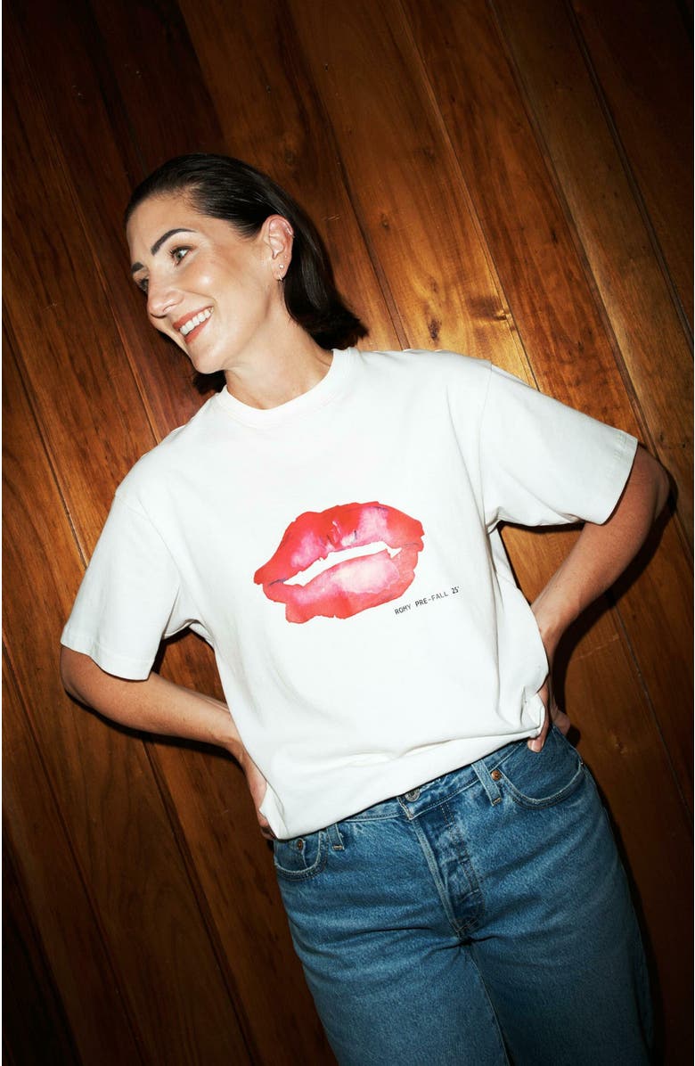 Romy Lips Tee, Alternate, color, White, Lips