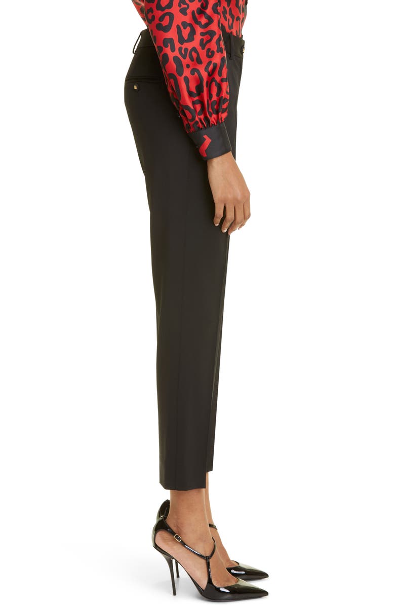 Dolce&Gabbana Turlington Wool Stretch Gabardine Pants, Alternate, color, Black