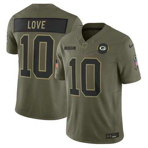 Men's Nike Jordan Love Olive Green Bay Packers 2025 Salute to Service Limited Jersey