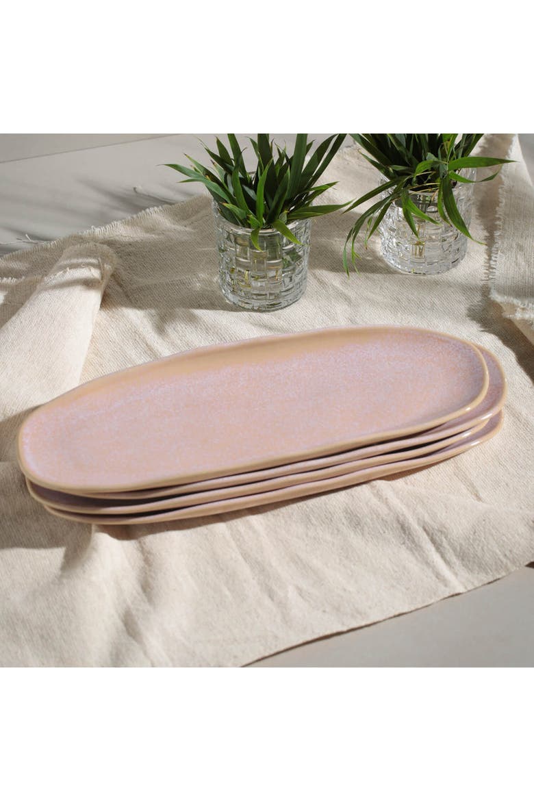 Shallow Organic Oval Platter Large Set of 4, Alternate, color, Litchi