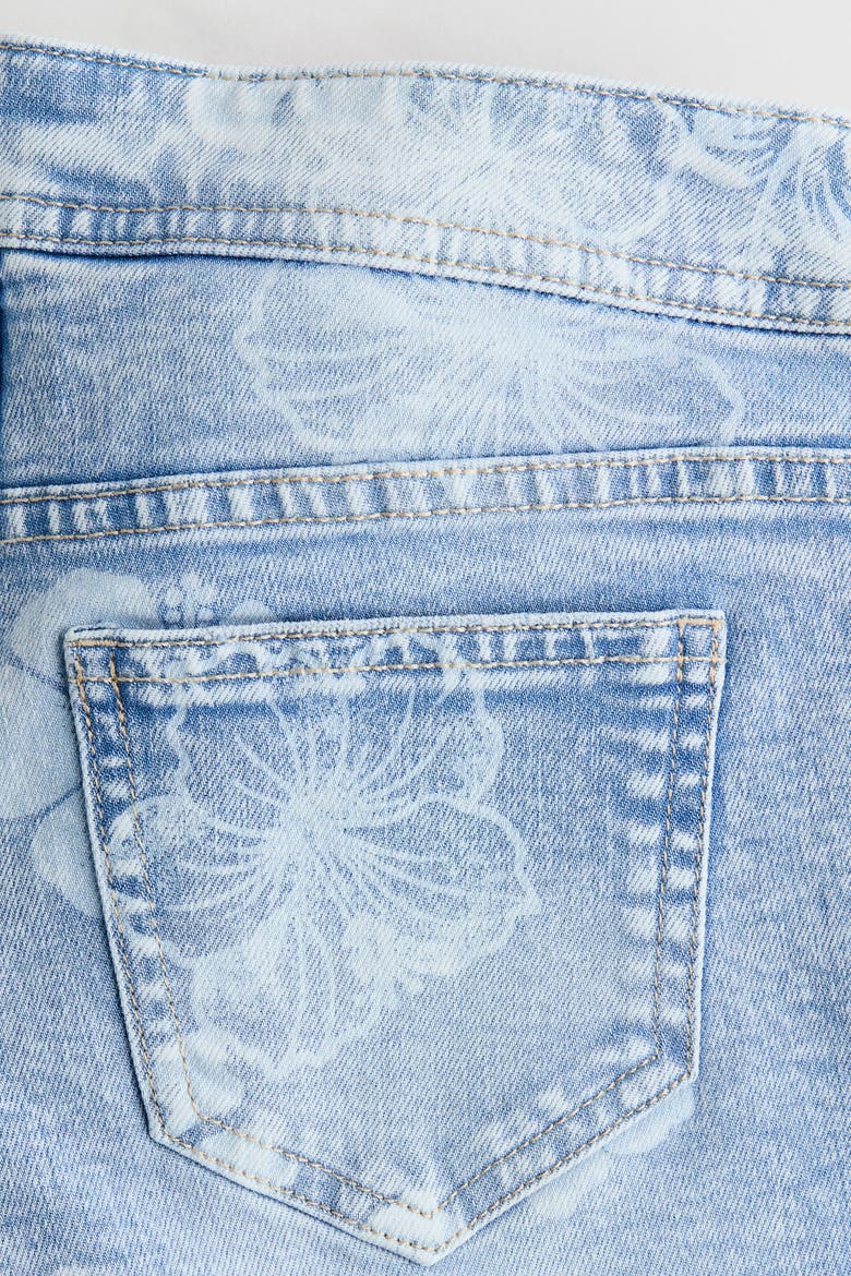 Denim Wrap Skort, Alternate, color, Light denim blue/floral