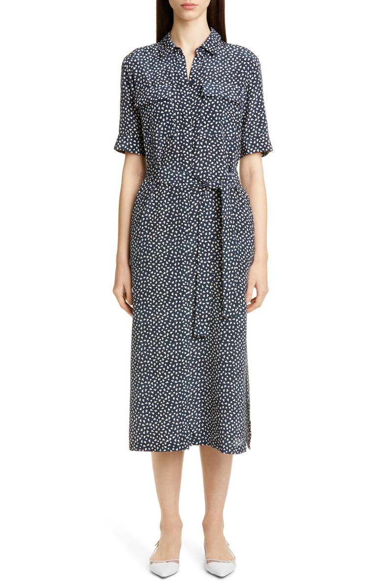 Lafayette 148 New York Doha Short Sleeve Silk Shirtdress, Main, color, 