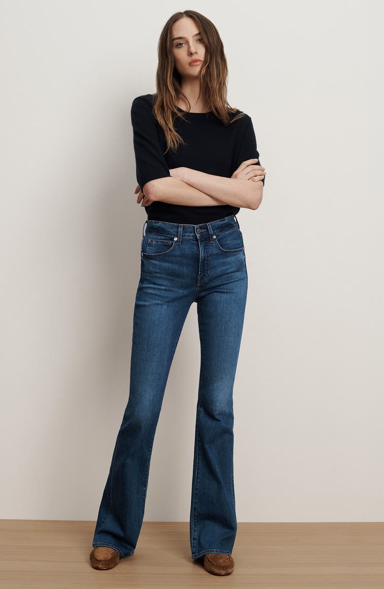 Veronica Beard Beverly High Waist Skinny Flare Jeans, Alternate, color, Bright Blue