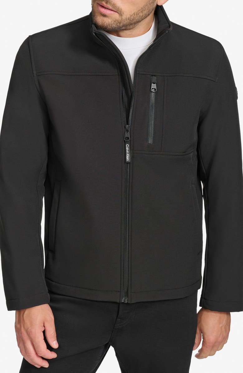 Calvin Klein Softshell Jacket, Main, color, Black