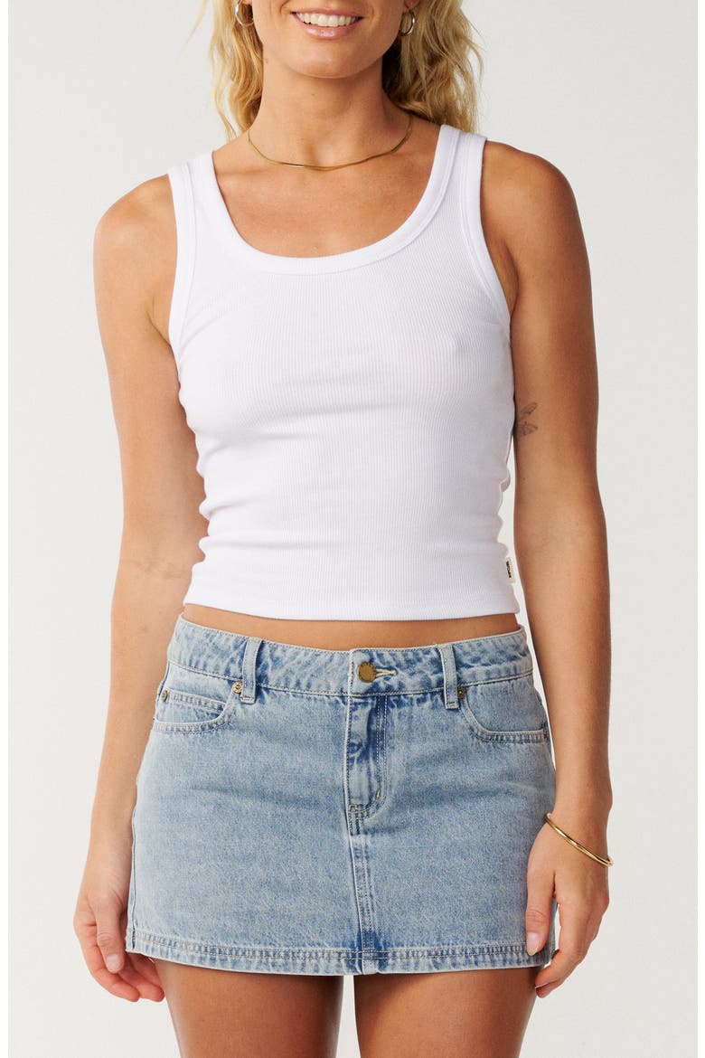 Aggie Hipster Denim Miniskirt, Main, color, VINTAGE BLUE