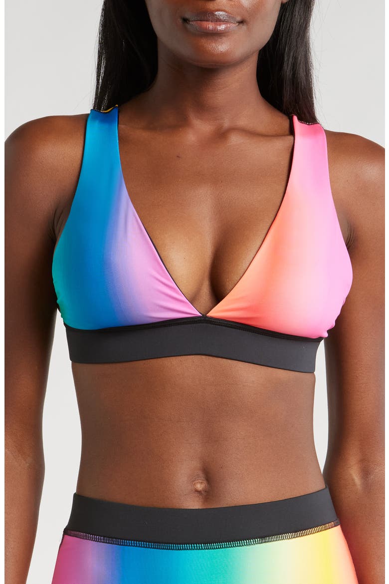 Reversible Plunge Bikini Top, Main, color, MELTING RAINBOW