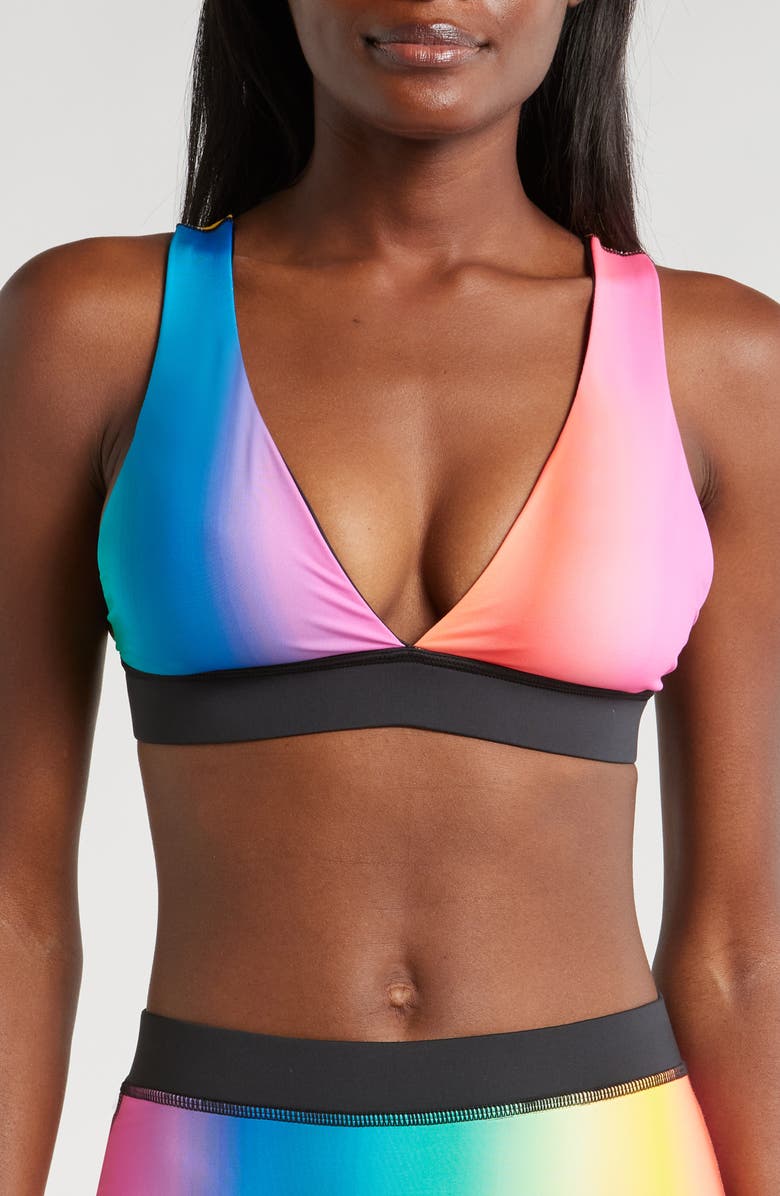 TomboyX Reversible Plunge Bikini Top, Main, color, Melting Rainbow
