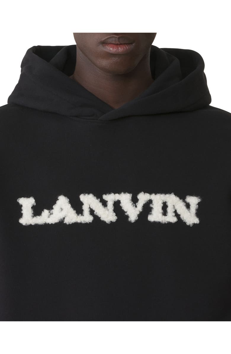 Lanvin Shearling Cotton Hoodie, Alternate, color, Black