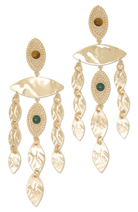 Cleo Stone Chandelier Earrings