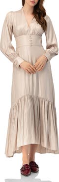 IVONNE V-Neck Long Sleeve Maxi Dress