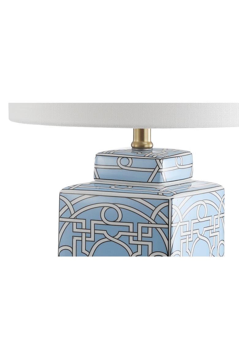 Catherine Modern Transitional Ceramic/Metal Square Ginger Jar LED Table Lamp, Alternate, color, Blue/White