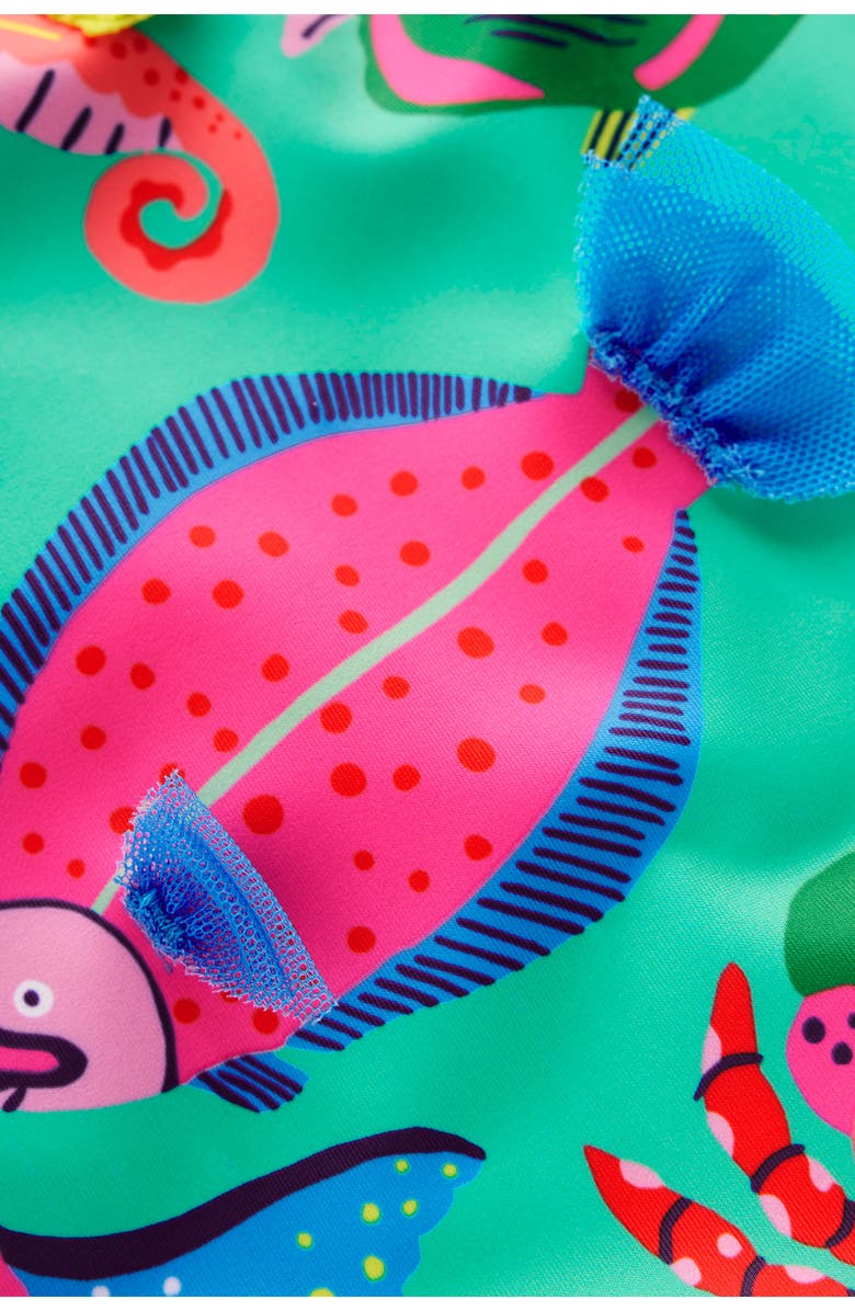 Mini Boden Kids' Appliqué UPF 50+ One-Piece Swimsuit, Alternate, color, Underwater Aquamarine