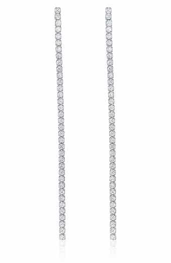 Cubic Zirconia Linear Drop Earrings