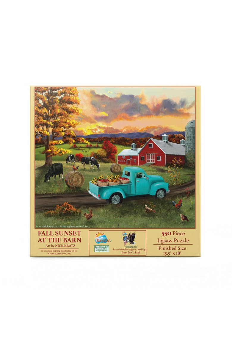 Fall Sunset at the Barn 500 piece Jigsaw Puzzle for Adults, Alternate, color, Multicolor