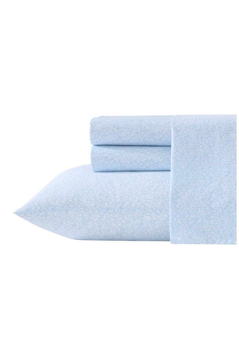 Maeve Floral 200 Thread Count Cotton Percale Sheet Set, Main, color, LIGHT / MEDIUM BLUE