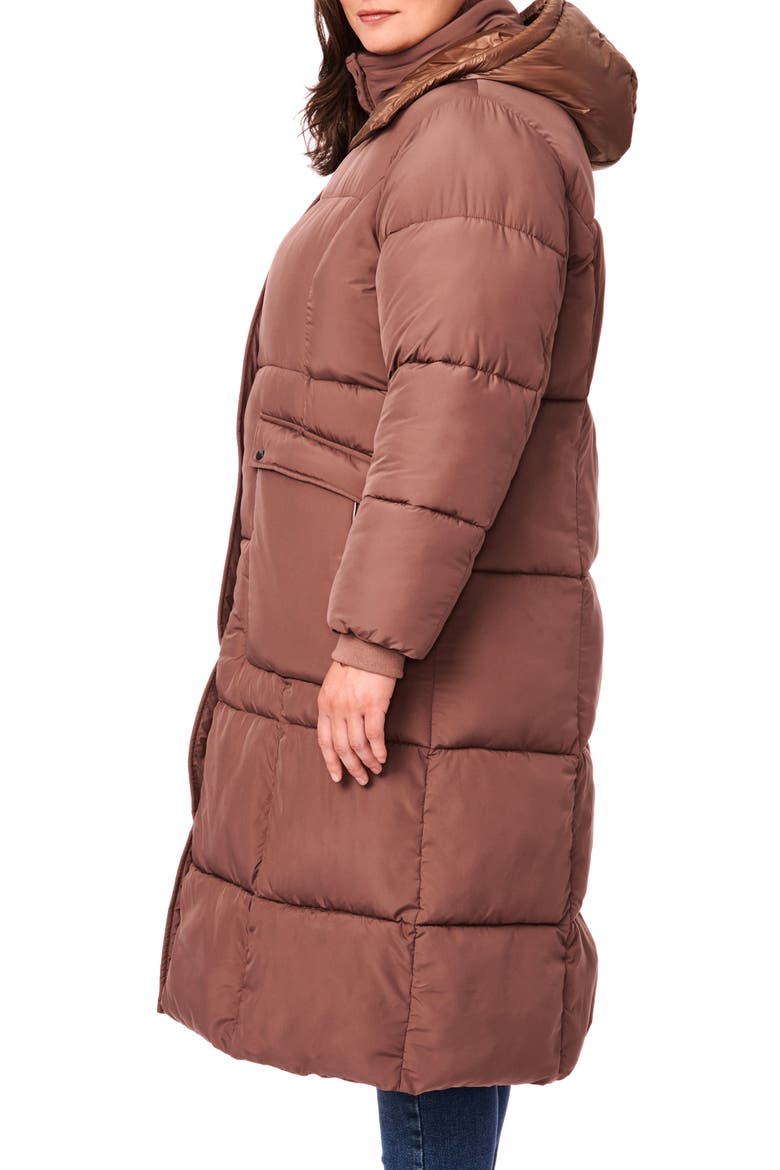 Heavyweight Faux Fur Collar Water Resistant Puffer Coat, Alternate, color, PEPPERCORN