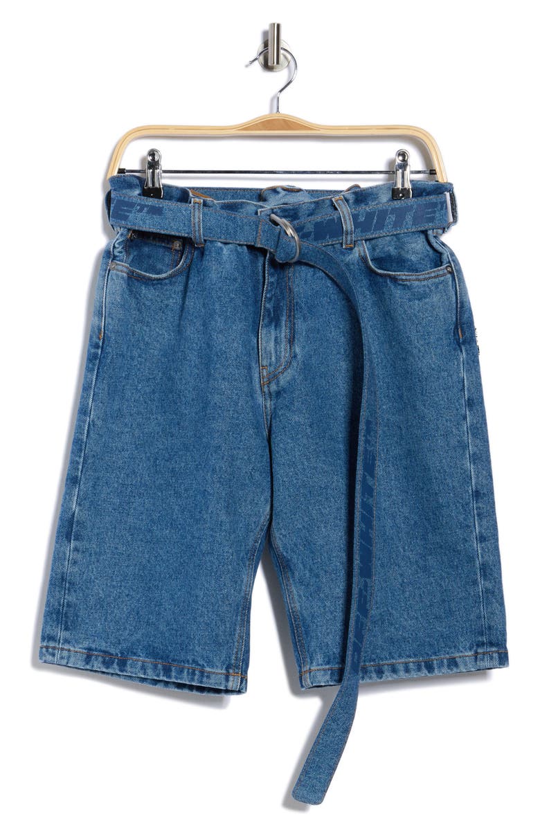 Off-White Industrial Slim Belted Denim Shorts, Alternate, color, Medium Denim Blue