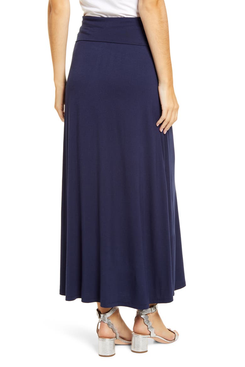 Roll Top Maxi Skirt, Alternate, color, NAVY