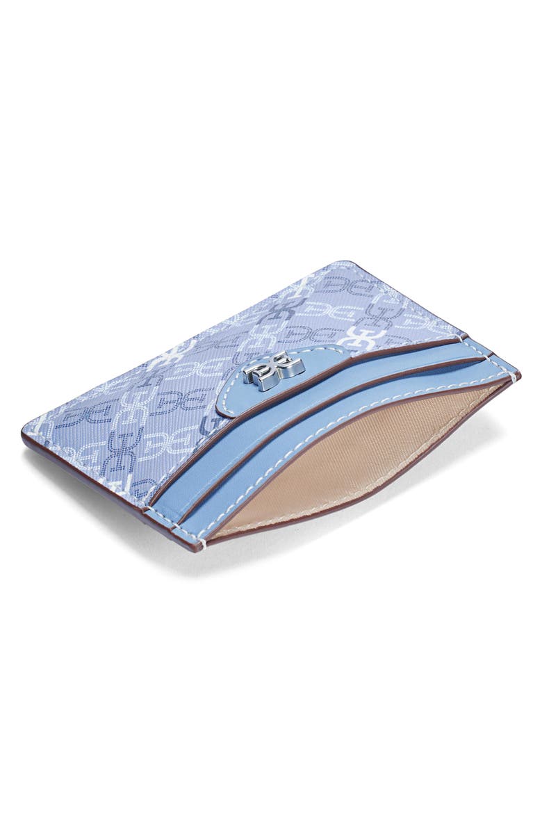 Harper Monogram Faux Leather Card Case, Alternate, color, POWDER BLUE