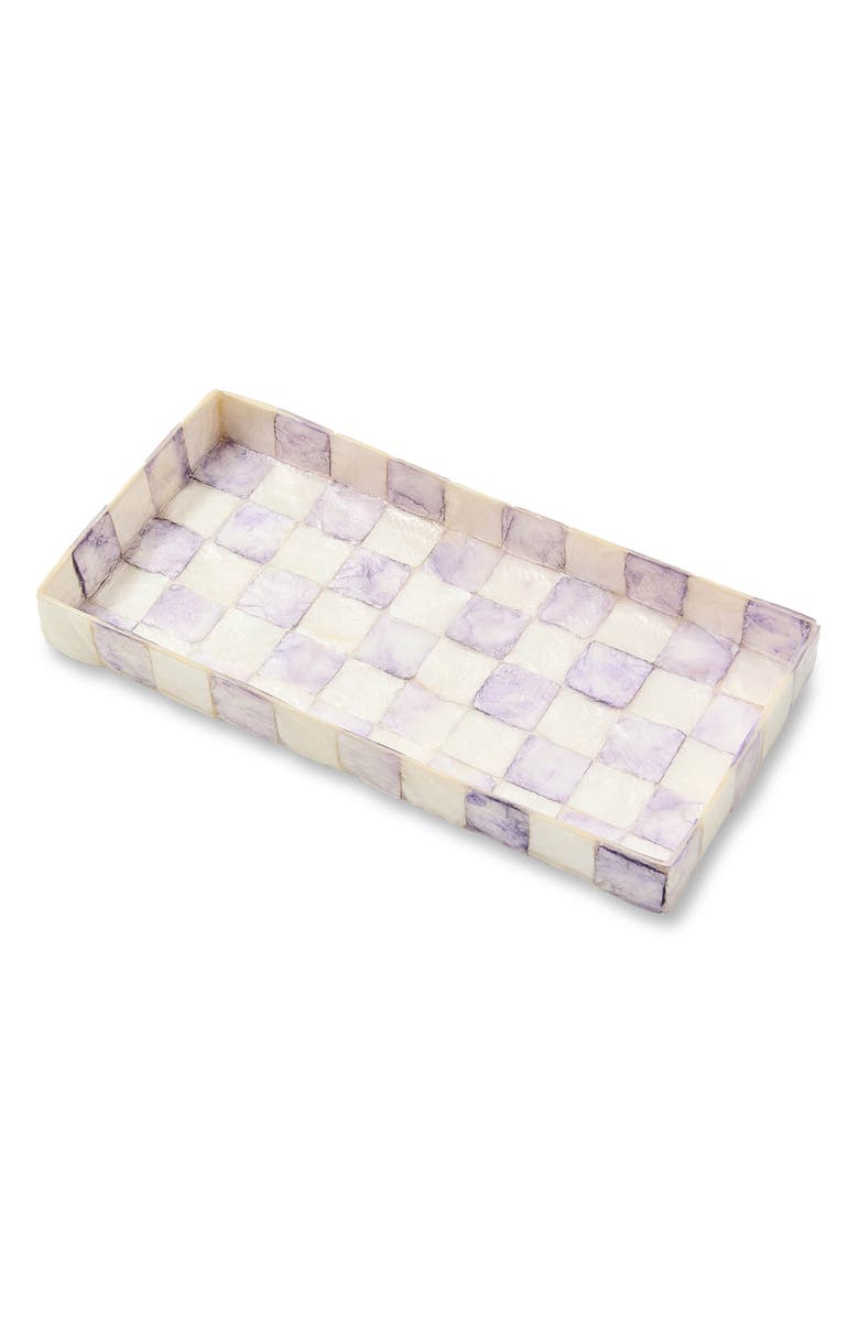 MACKENZIE CHILDS Violet Check Capiz Vanity Tray, Alternate, color, Violet