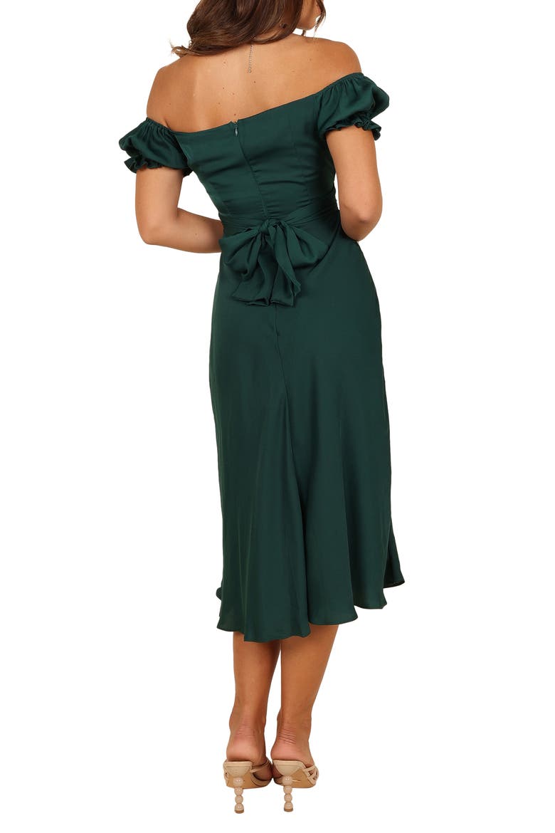 Mickenna Frill Tie Back Midi Dress, Alternate, color, EMERALD