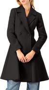IVONNE Notched-Lapel Wool-Blend Fit-and-Flare Coat