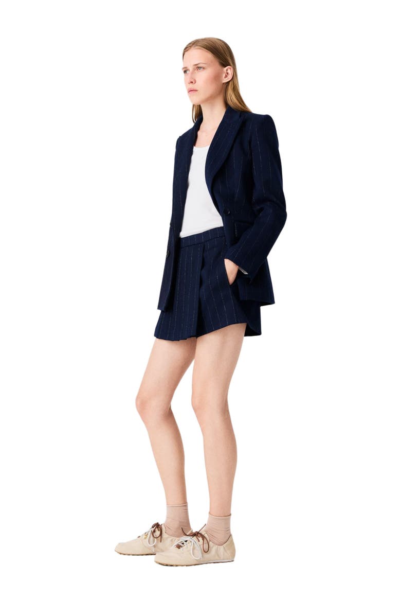 Tailored shorts with lurex, Alternate, color, Navy