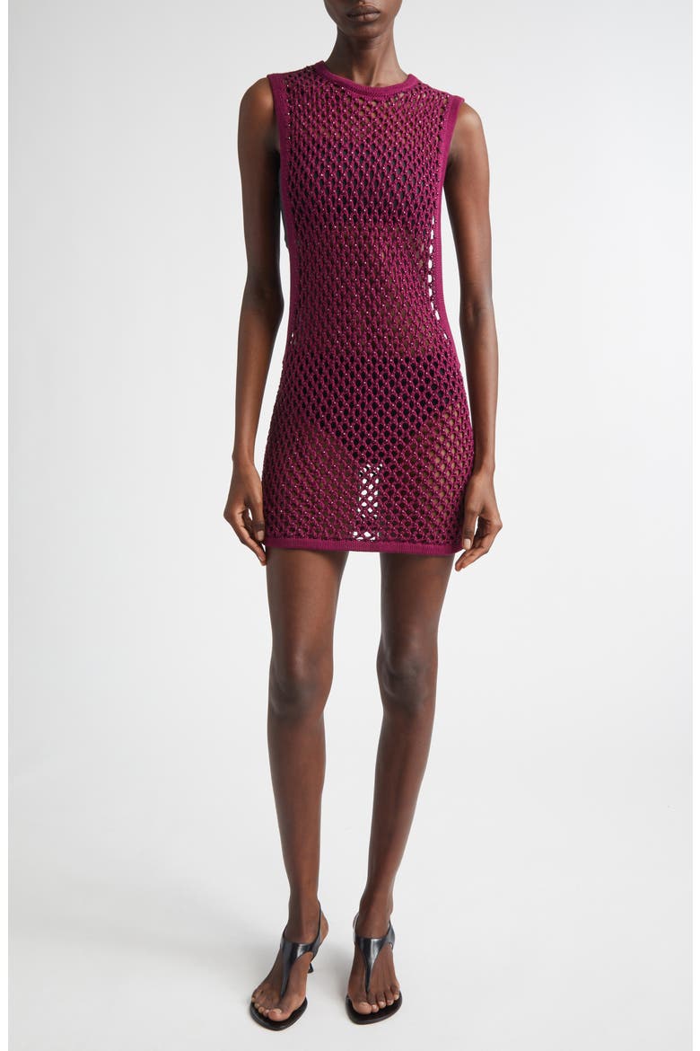 Grenada Beaded Mesh Stitch Sweater Dress, Main, color, ORCHID