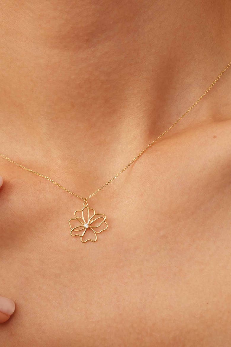 14K Yellow Gold Full Bloom Pendant Necklace, Alternate, color, Yellow Gold