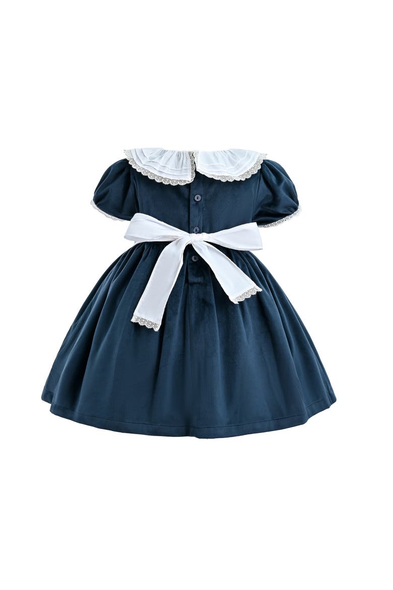 Puffed Velvet Dress, Alternate, color, Navy