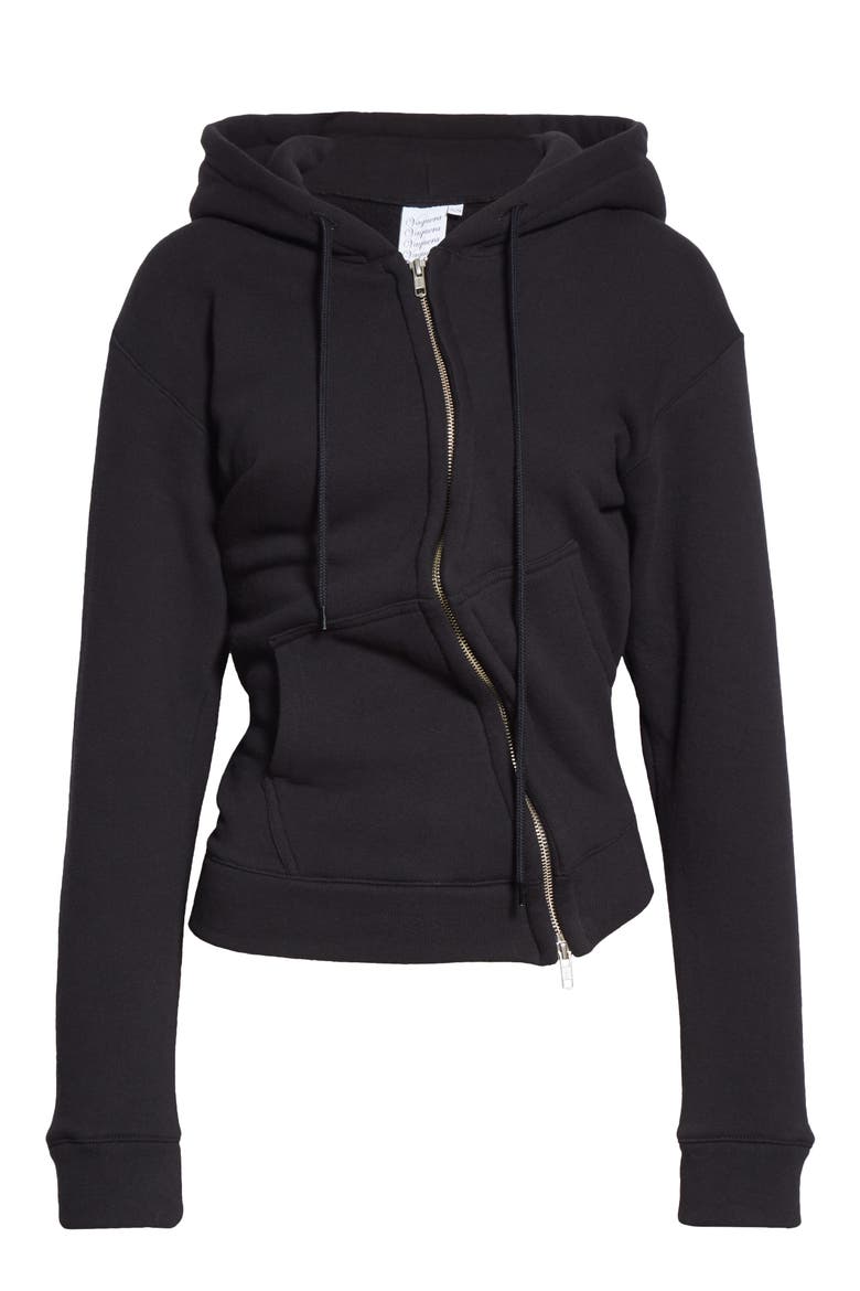 Twisted Cotton Logo Hoodie, Alternate, color, BLACK