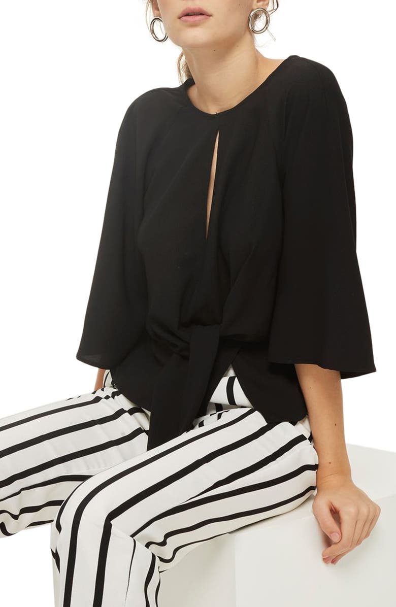 Topshop Slouchy Knot Front Blouse, Alternate, color,