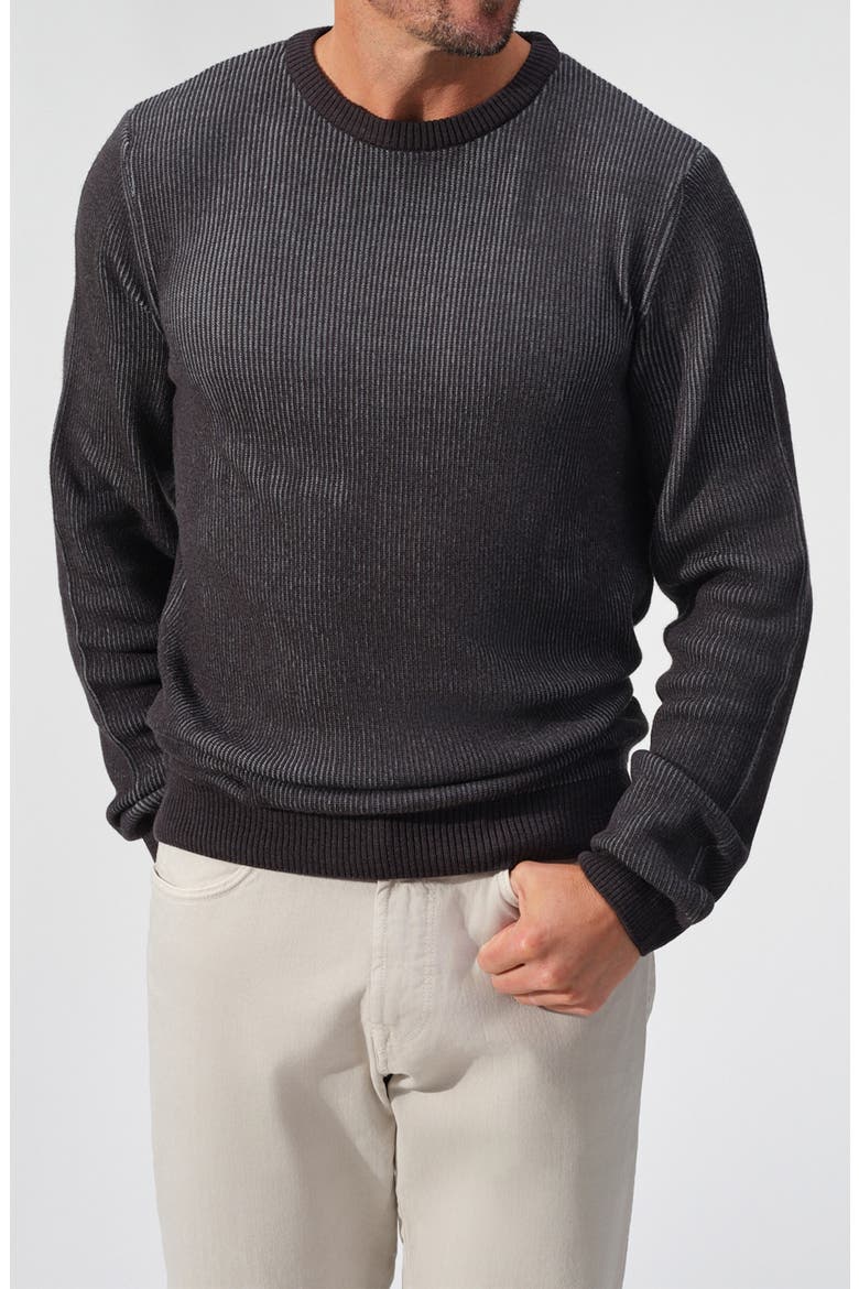 Parma Elbow Patch Merino Wool Crewneck Sweater, Alternate, color, CHARCOAL