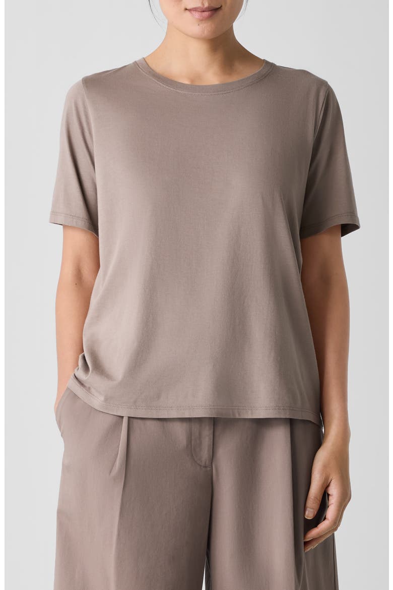 Crewneck Organic Cotton T-Shirt, Main, color, COCOA