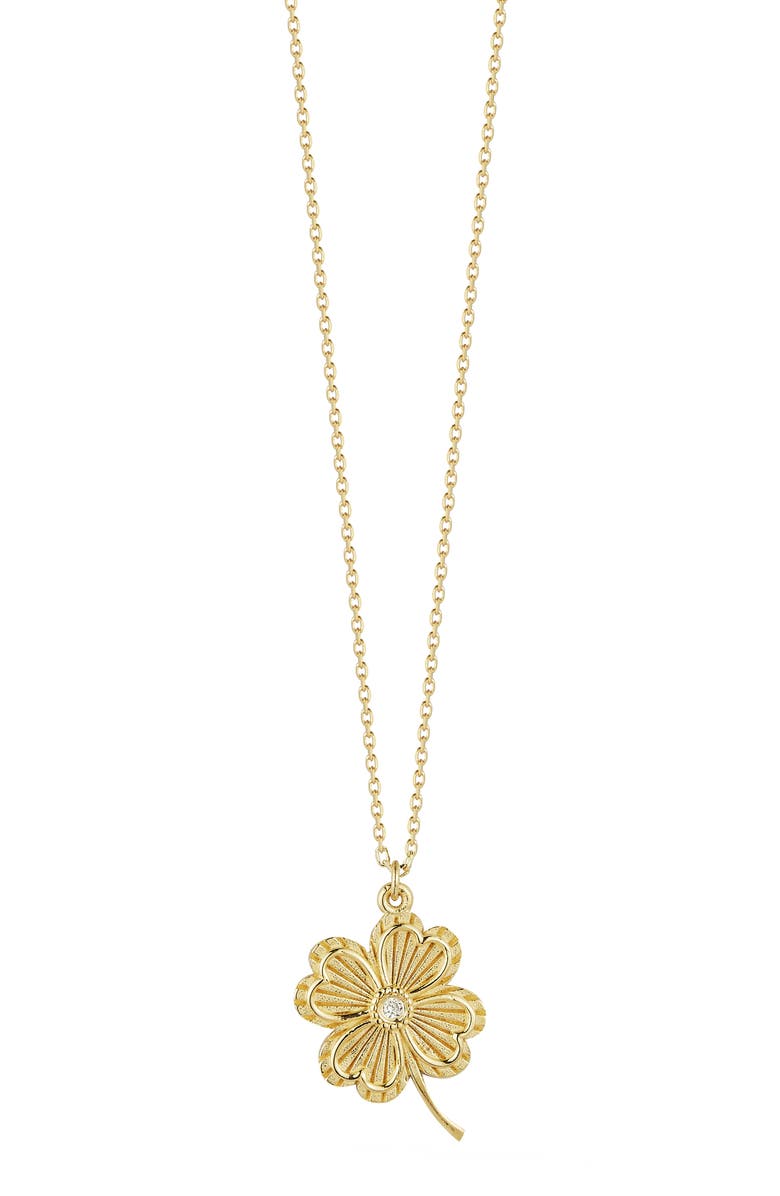 Ember Fine Jewelry 14K Gold Diamond Clover Pendant Necklace, Main, color, Gold