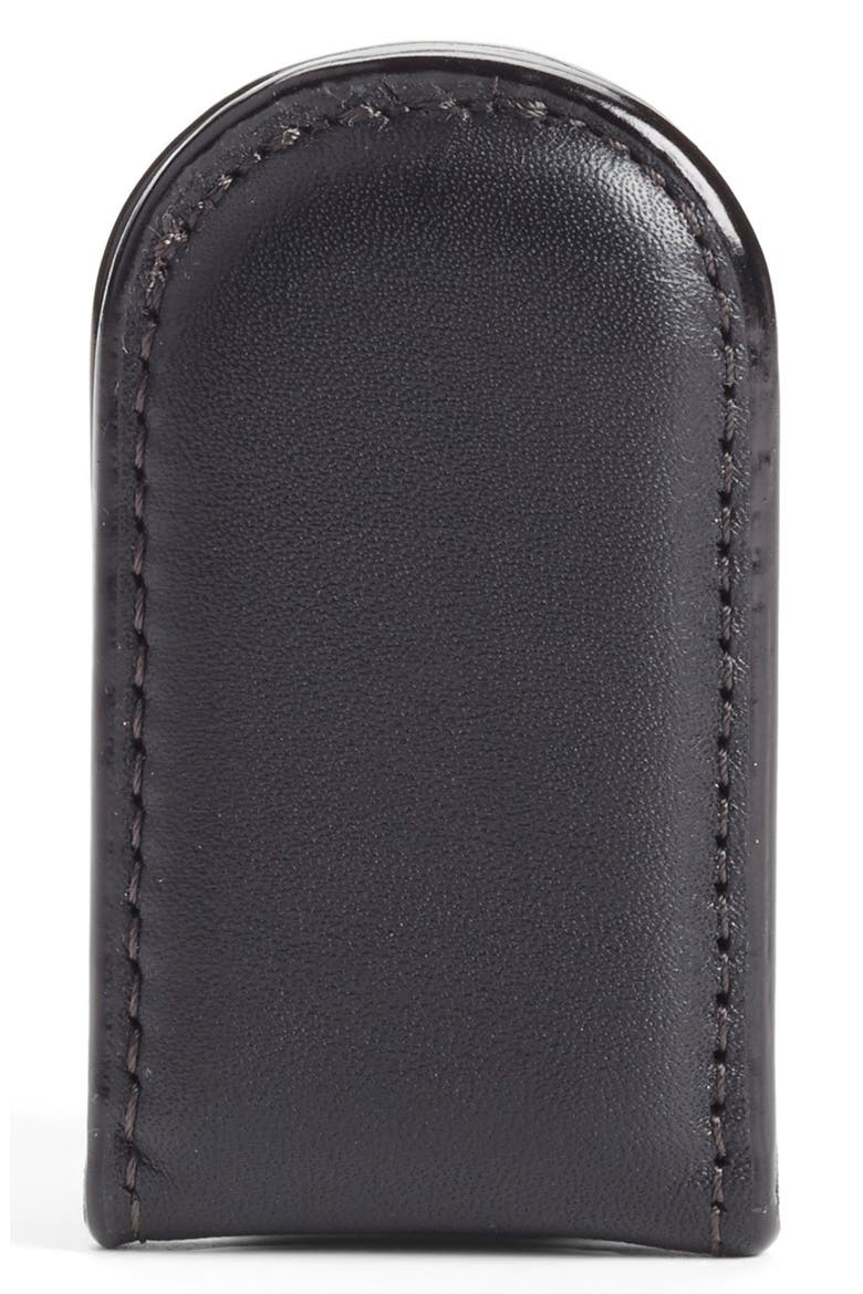 Nappa Vitello Magnetic Money Clip for Men, Main, color, BLACK