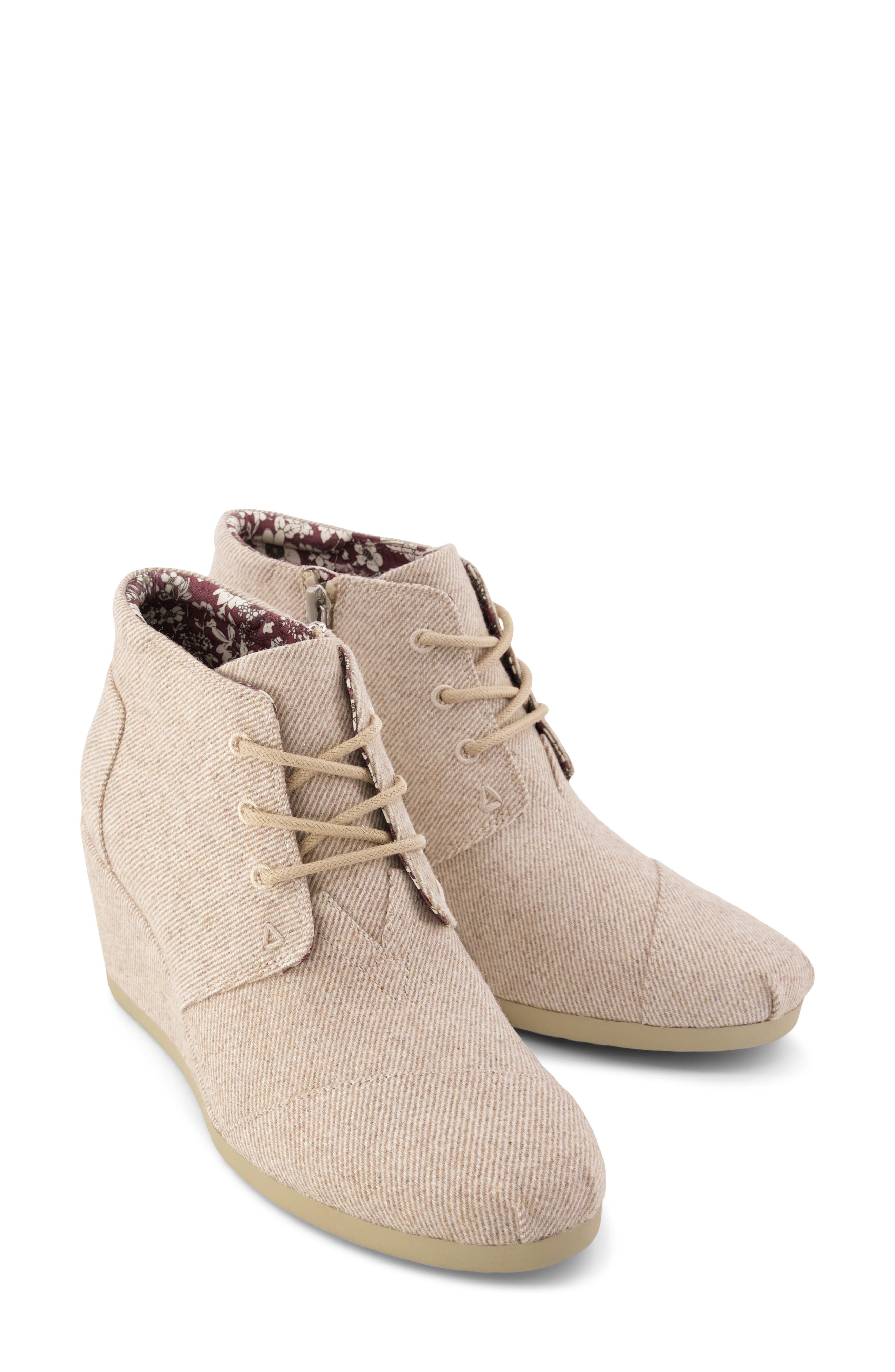Desert Lace-Up Wedge Bootie, Alternate, color, NATURAL