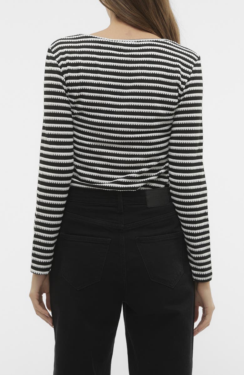 VERO MODA Stripe Jacquard Rosette Knit Top, Alternate, color, 