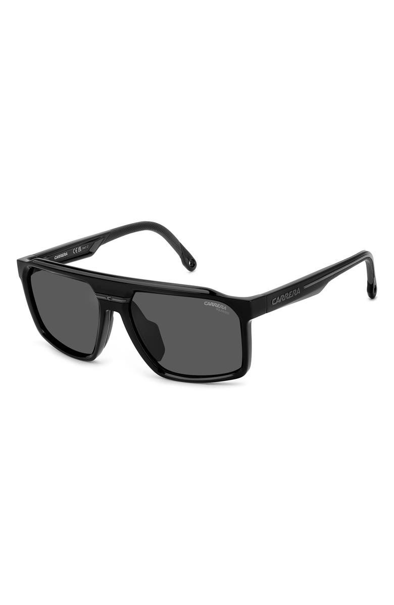 Carrera Eyewear C Sport 59mm Rectangular Sunglasses, Alternate, color, Black/ Grey Pz
