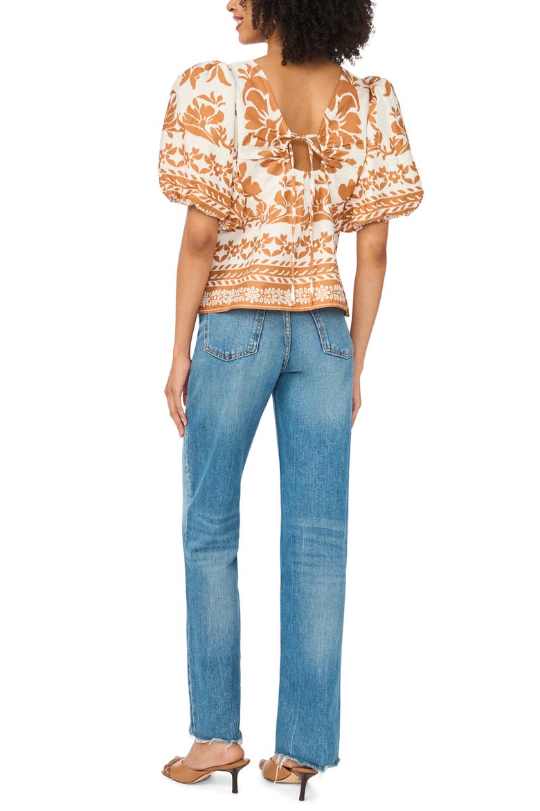 Bubble Sleeve Tie Back Top, Alternate, color, EGRET
