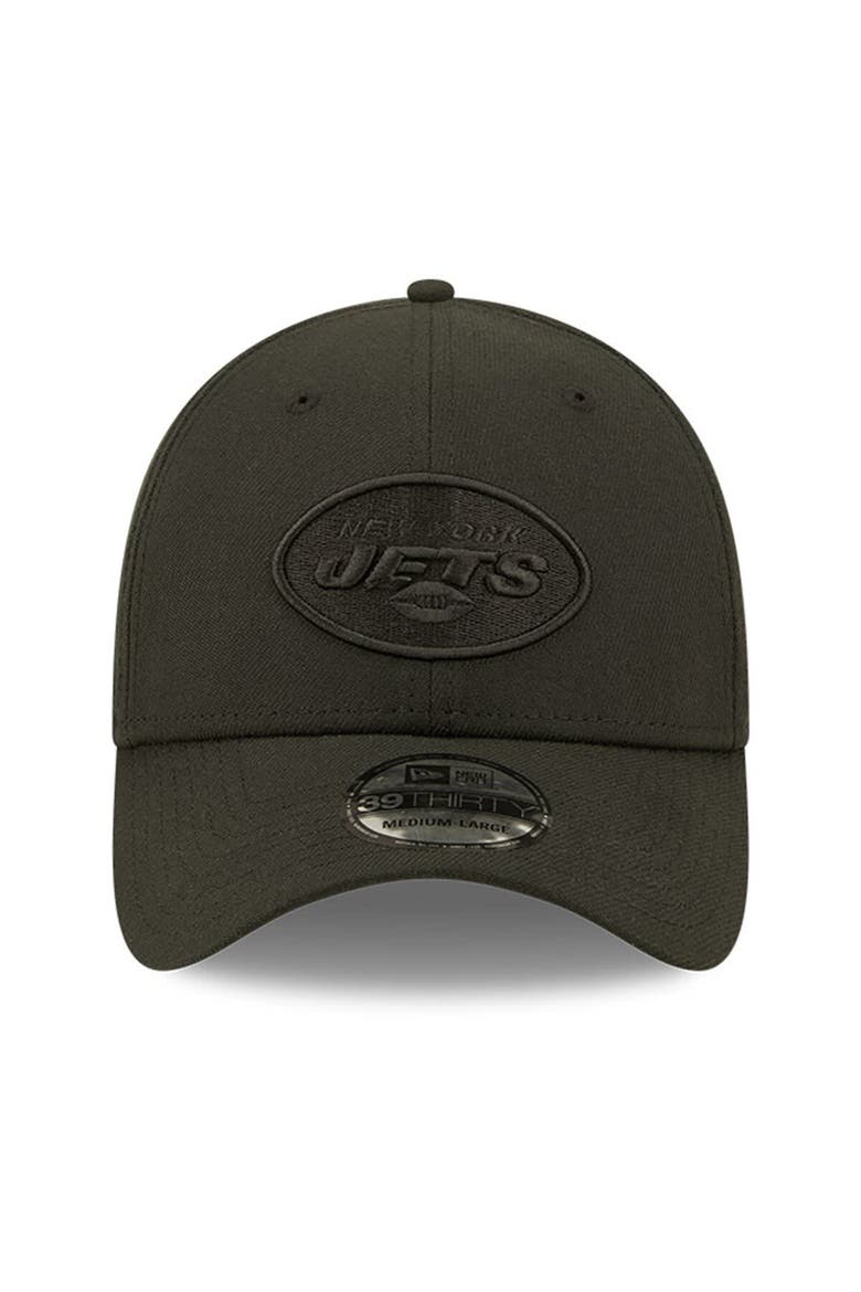 Men's New Era New York Jets Black On Black 39THIRTY Flex Hat, Alternate, color, Black