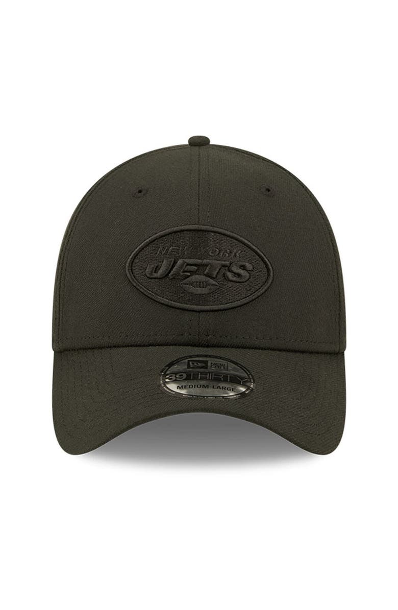 New Era Men's New Era New York Jets Black On Black 39THIRTY Flex Hat, Alternate, color, Black