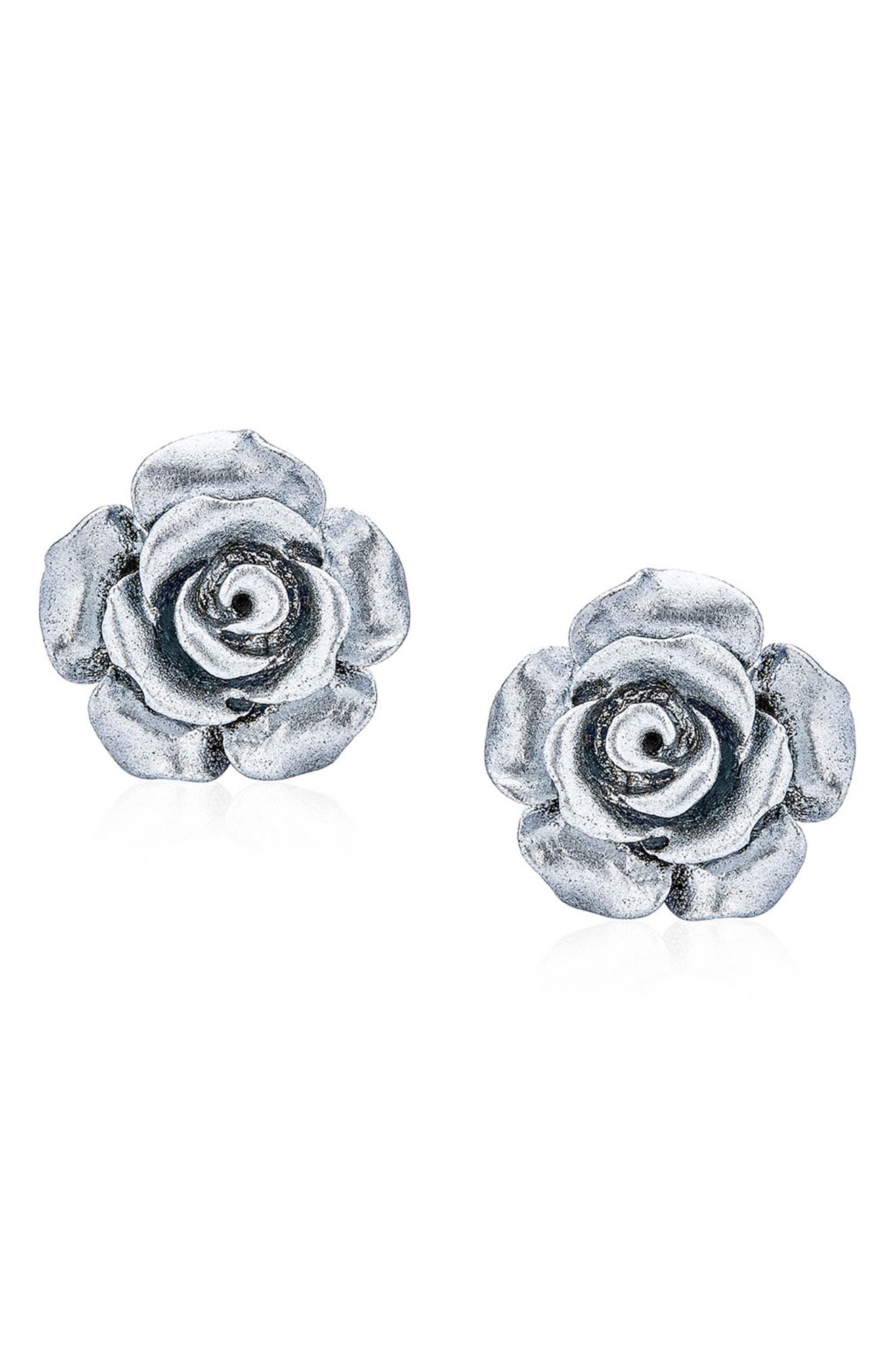 BLING JEWELRY 3D Rose Stud Earrings