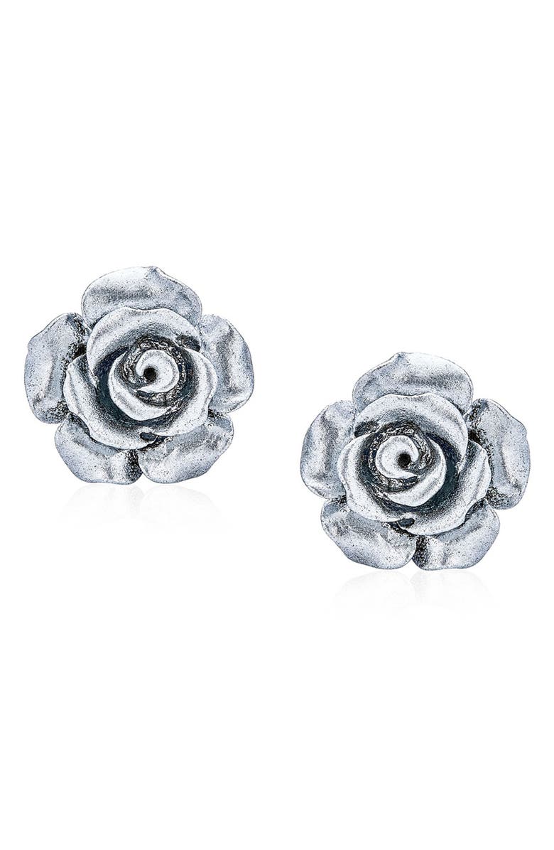 BLING JEWELRY 3D Rose Stud Earrings, Main, color, Multicolor