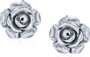 BLING JEWELRY 3D Rose Stud Earrings