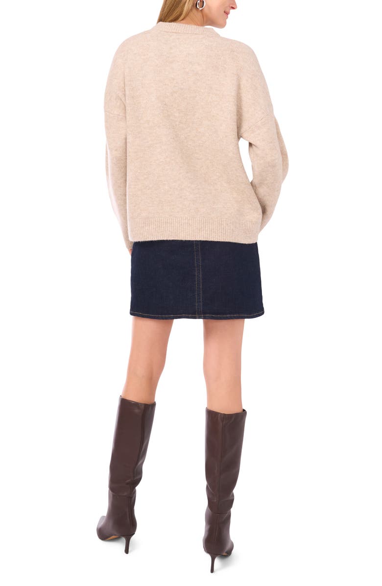 Vince Camuto Floral Jacquard Sweater, Alternate, color, Oatmeal