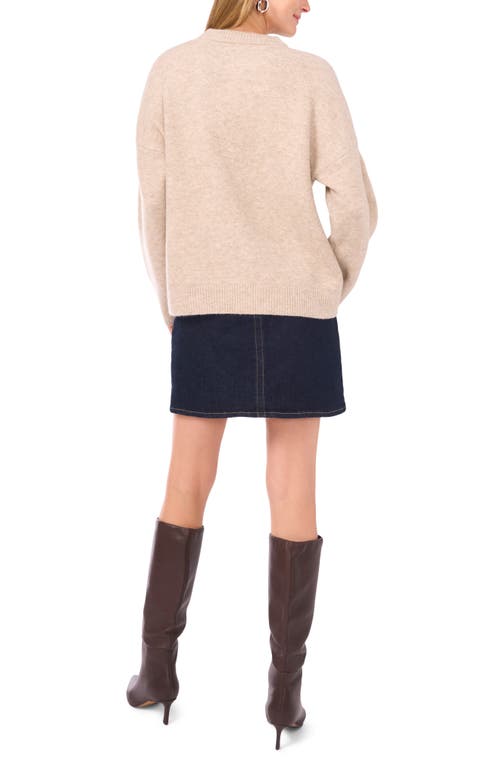 Vince Camuto Plus Size Flower Motif Crewneck Sweater In Brown